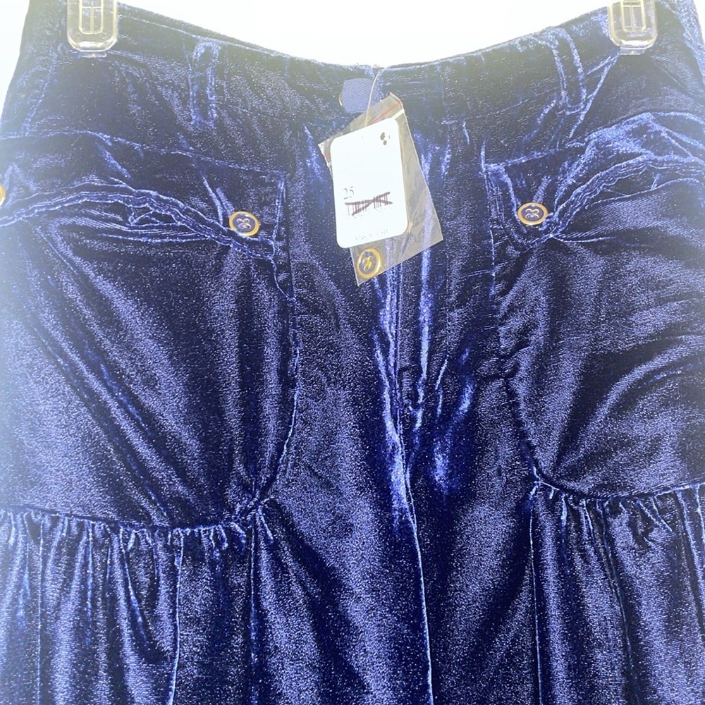 Free People WE THE FREE Lotus Velour Pants Boho Cinch Hem Oceana Blue Size 25 - Picture 7 of 9